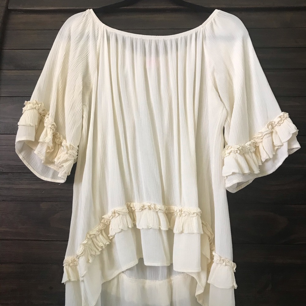 Ivory Crepe Bell Sleeved Top